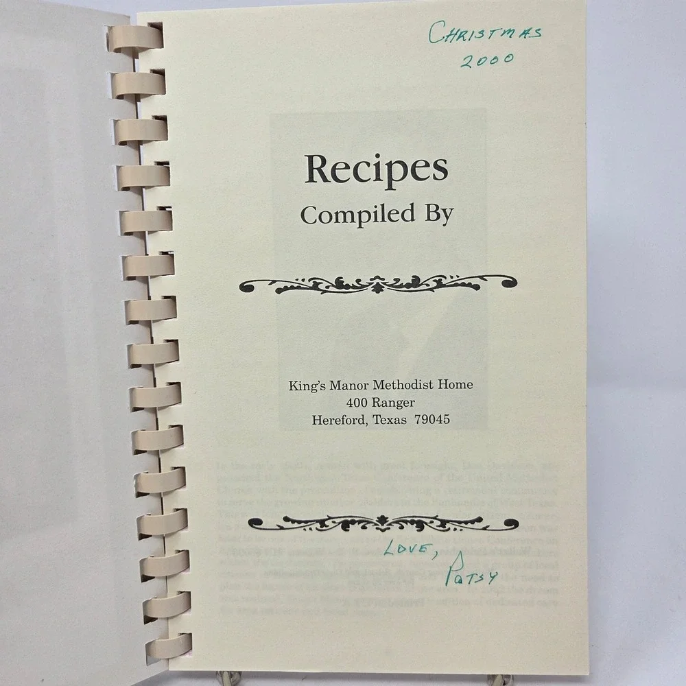 Kings Manor Arches of Time Cookbook Hereford Texas Methodist Home Recipes 2000